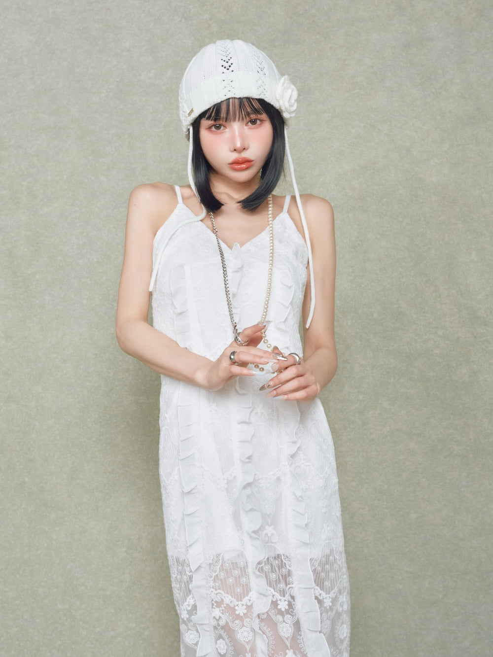モデル:160cm(着用サイズ:FREE 着用カラー:WHT)
