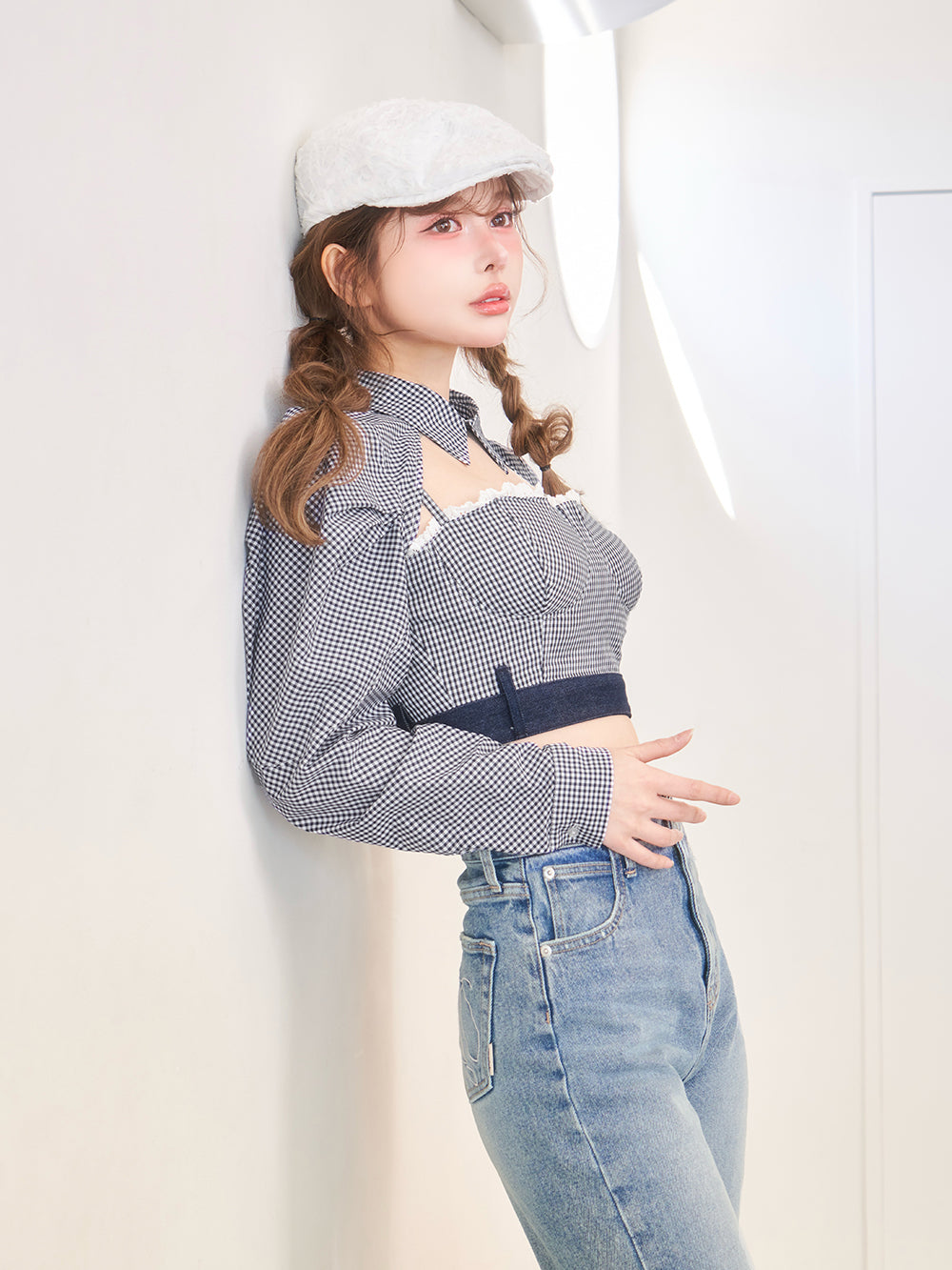 モデル:160cm(着用サイズ:FREE 着用カラー:NVY)