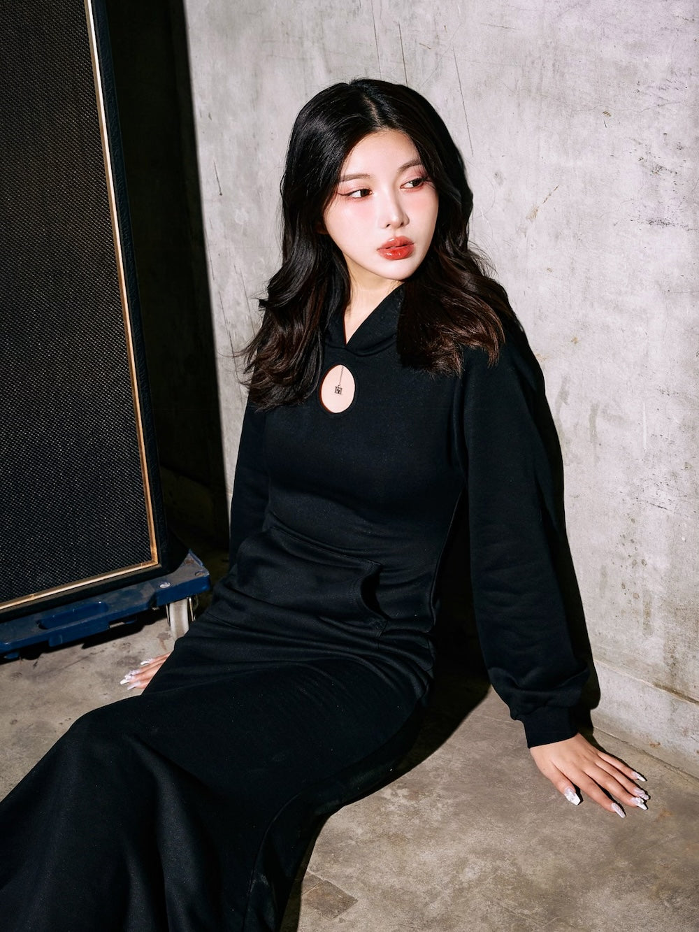 モデル:160cm(着用サイズ:FREE 着用カラー:BLK)