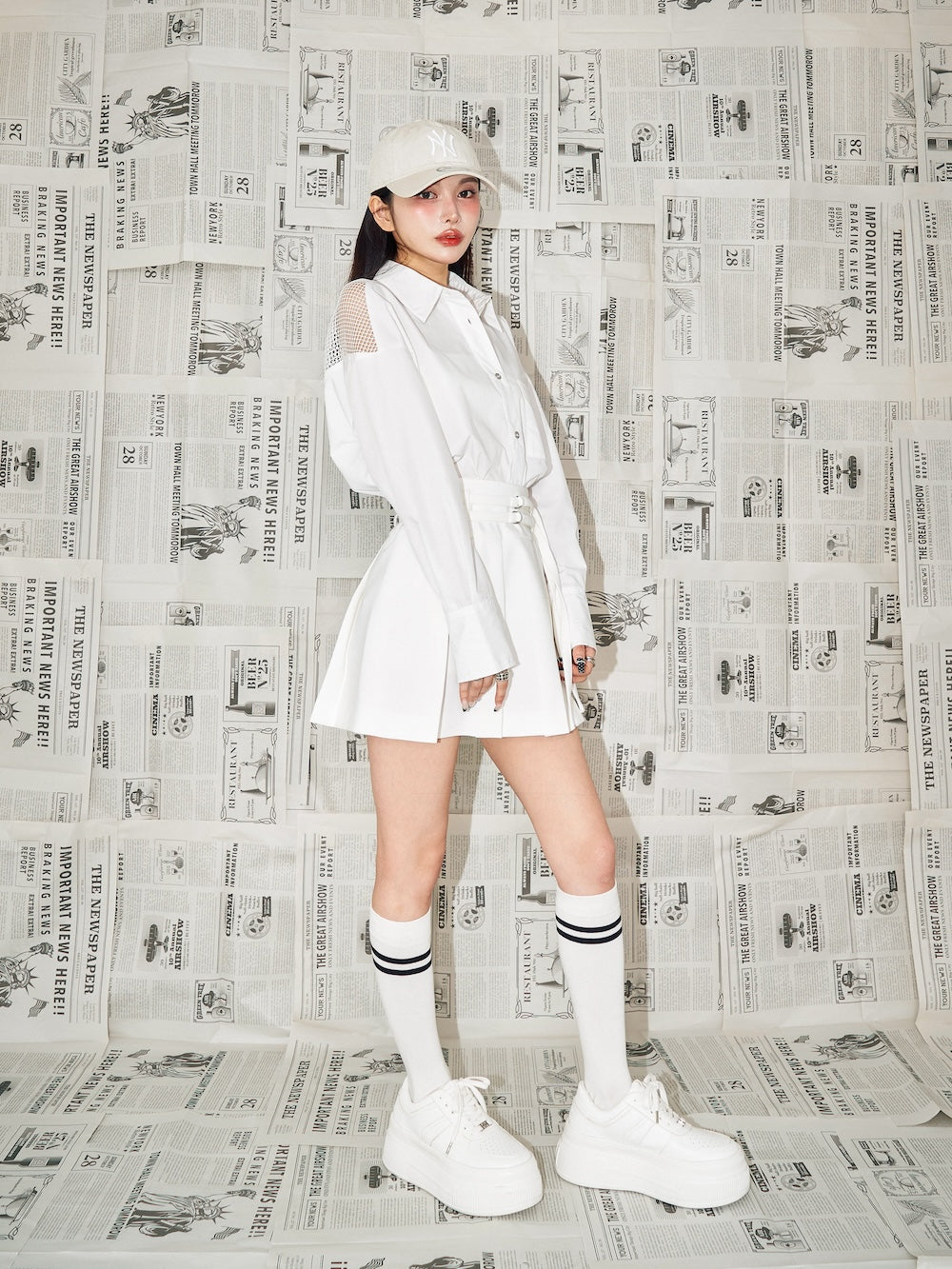モデル:160cm(着用サイズ:FREE 着用カラー:WHT)