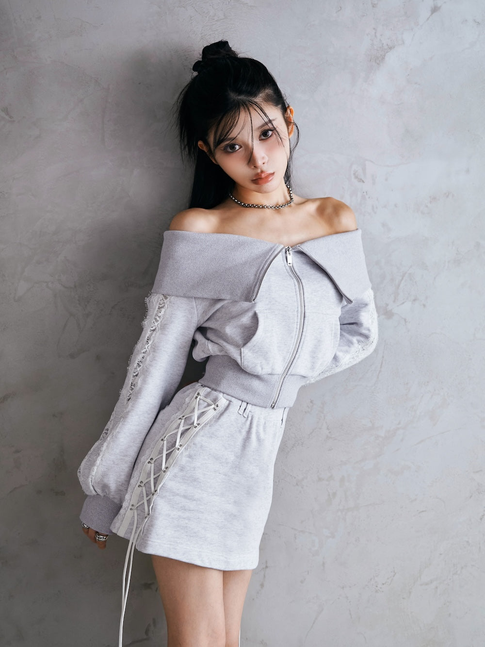 モデル:160cm(着用サイズ:FREE 着用カラー:L-GRY)