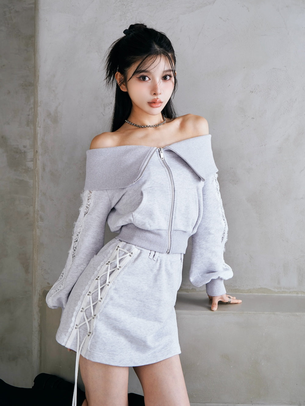 モデル:160cm(着用サイズ:FREE 着用カラー:L-GRY)