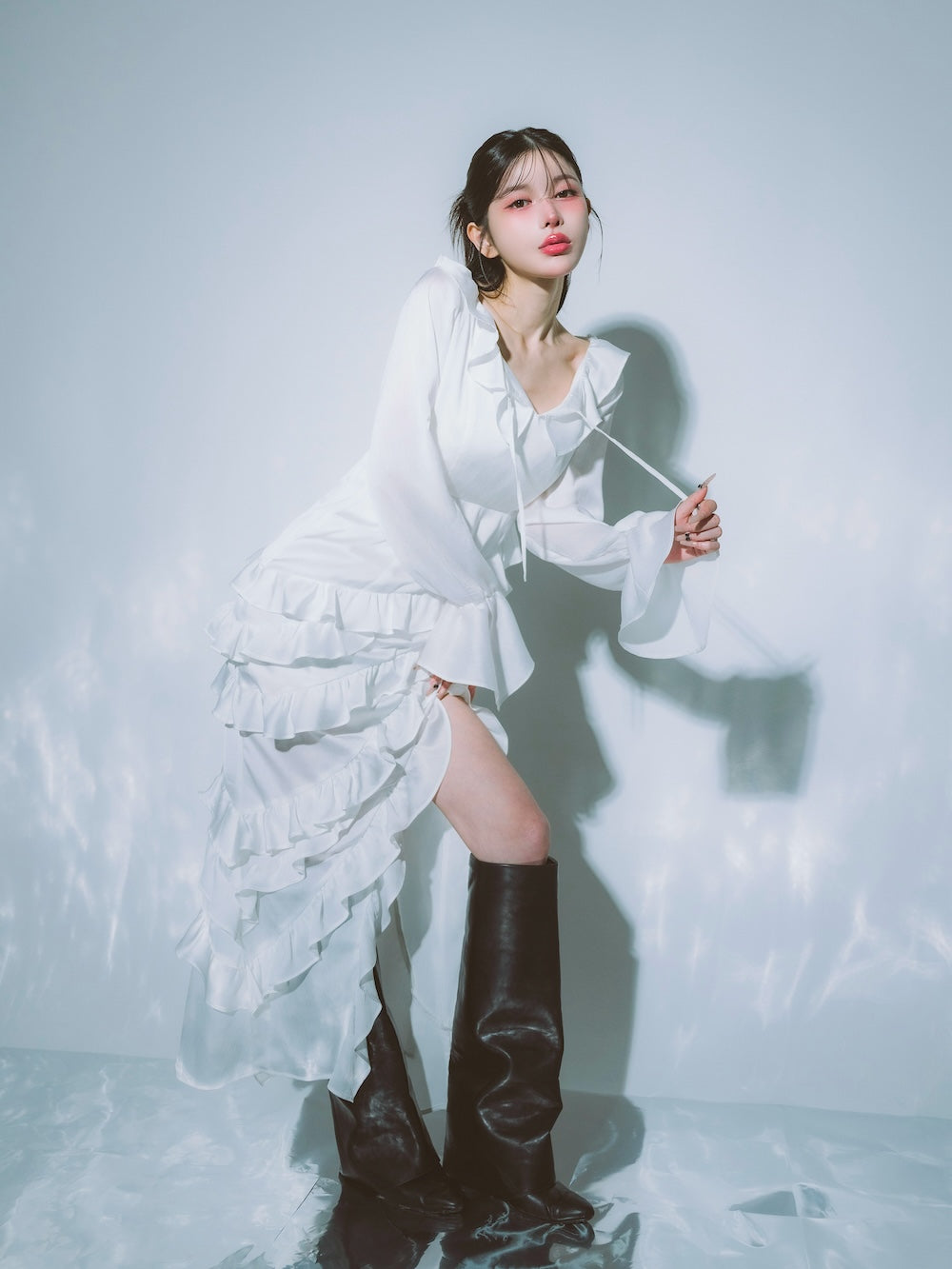 モデル:160cm(着用サイズ:FREE 着用カラー:WHT)
