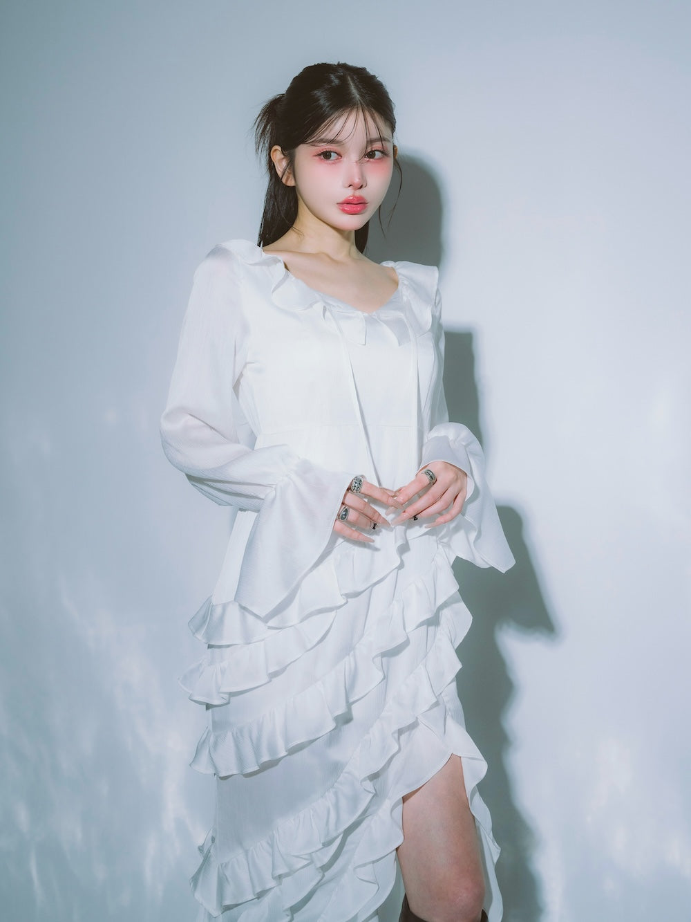 モデル:160cm(着用サイズ:FREE 着用カラー:WHT)