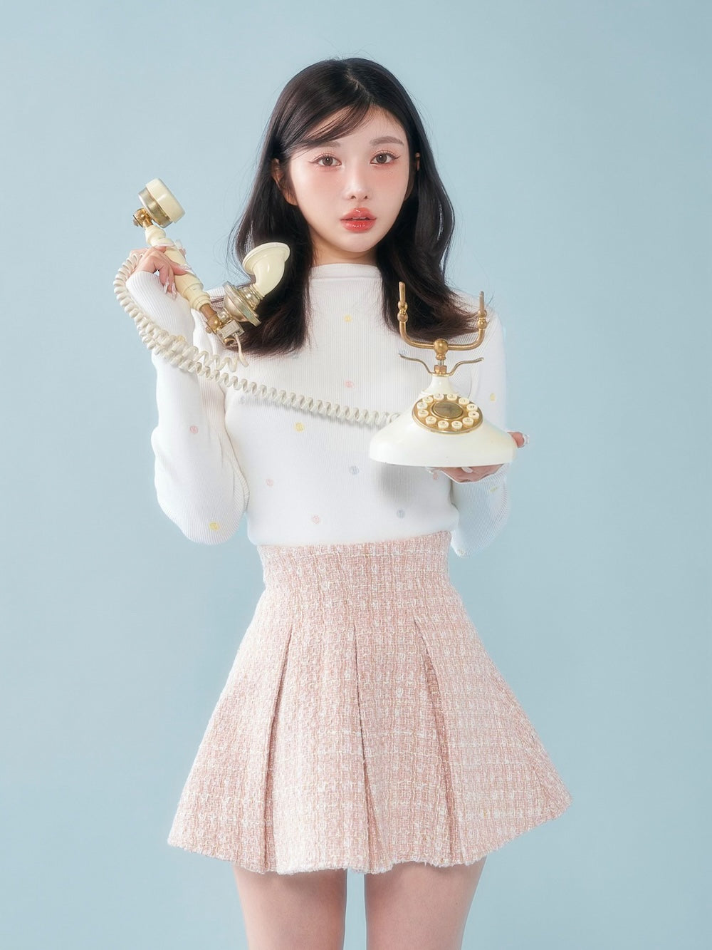 モデル:160cm(着用サイズ:FREE 着用カラー:WHT)