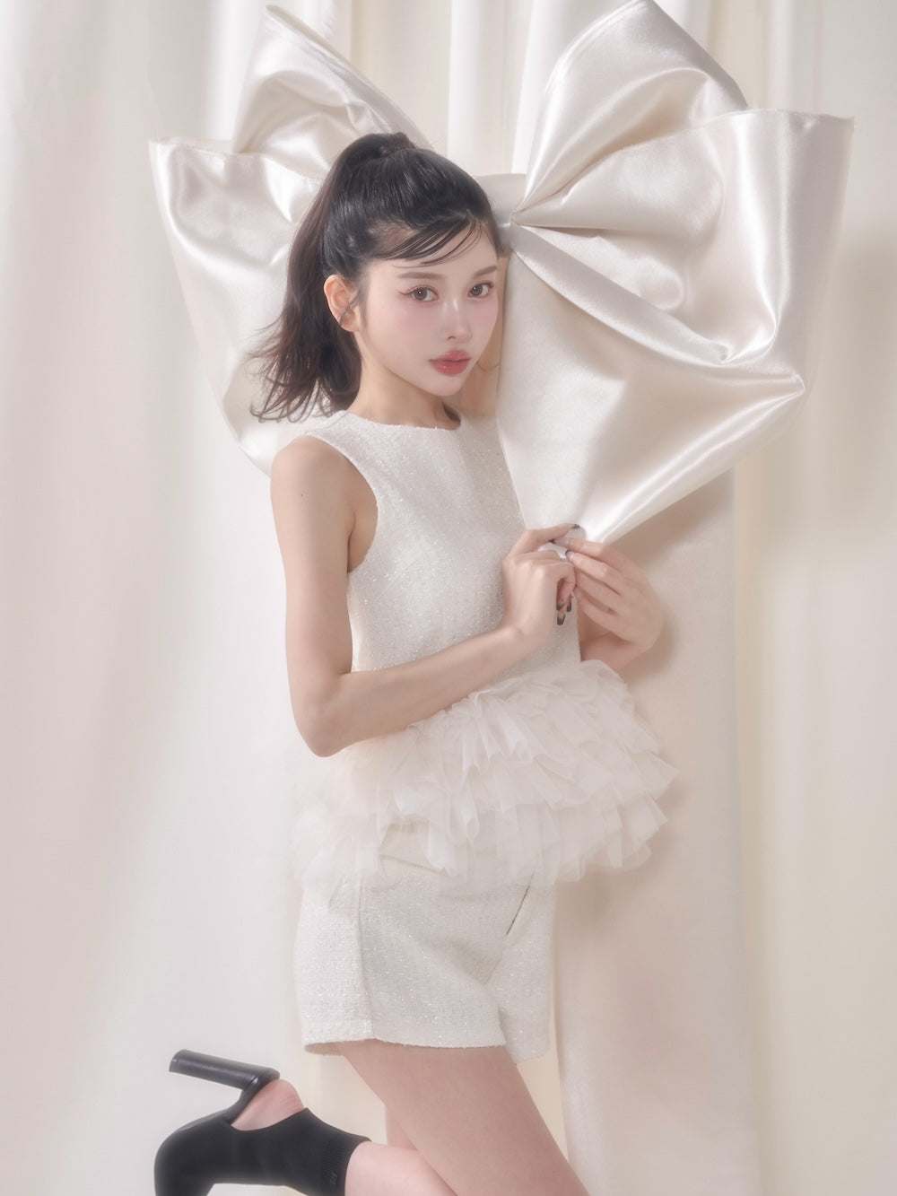 モデル:160cm(着用サイズ:FREE 着用カラー:WHT)