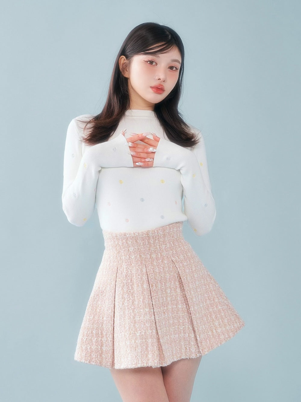 モデル:160cm(着用サイズ:FREE 着用カラー:WHT)