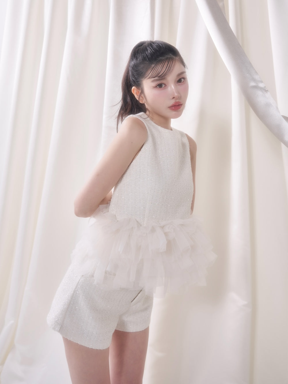 モデル:160cm(着用サイズ:S 着用カラー:WHT)