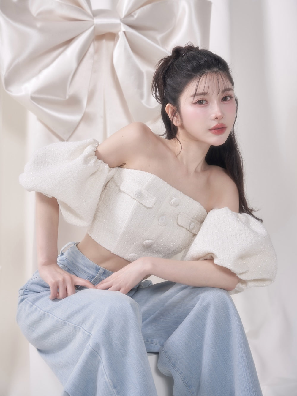 モデル:160cm(着用サイズ:FREE 着用カラー:WHT)