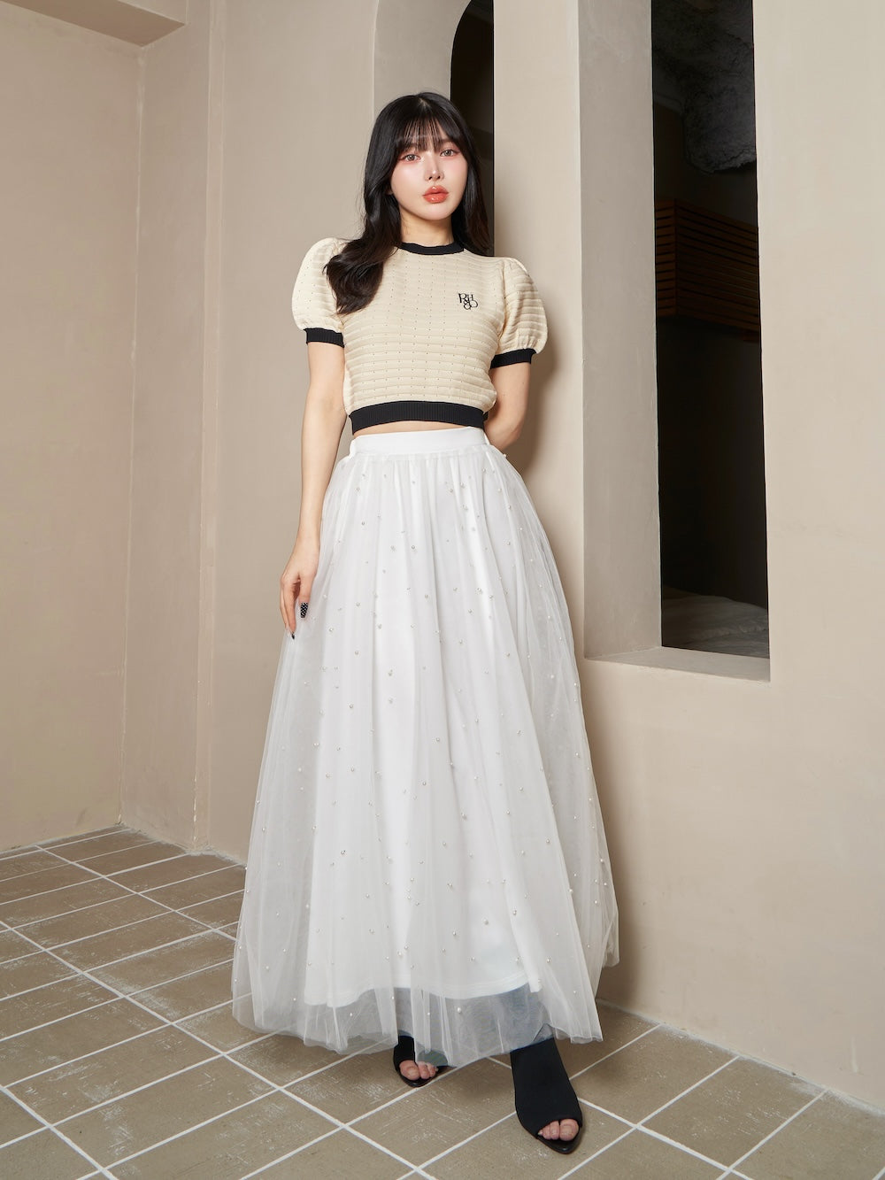 モデル:160cm(着用サイズ:FREE 着用カラー:WHT)