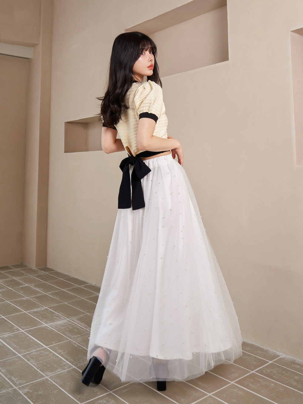 モデル:160cm(着用サイズ:FREE 着用カラー:WHT)