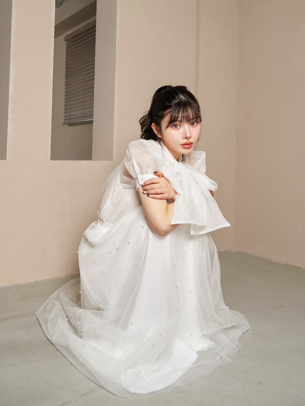 モデル:160cm(着用サイズ:FREE 着用カラー:WHT)