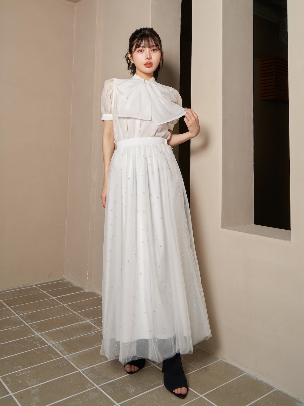 モデル:160cm(着用サイズ:FREE 着用カラー:WHT)
