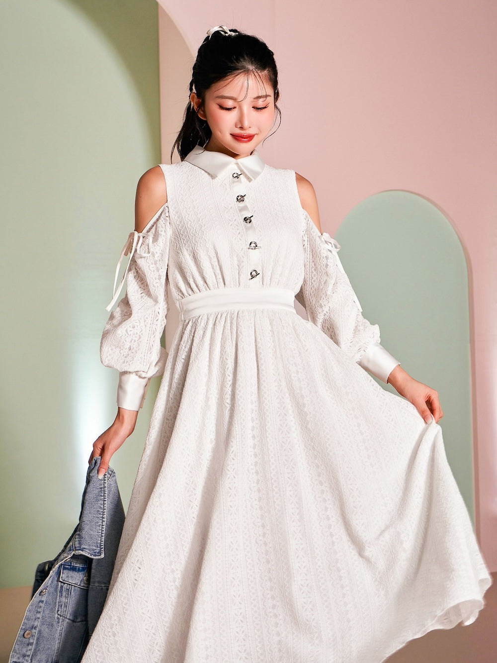 モデル:160cm(着用サイズ:FREE 着用カラー:WHT)