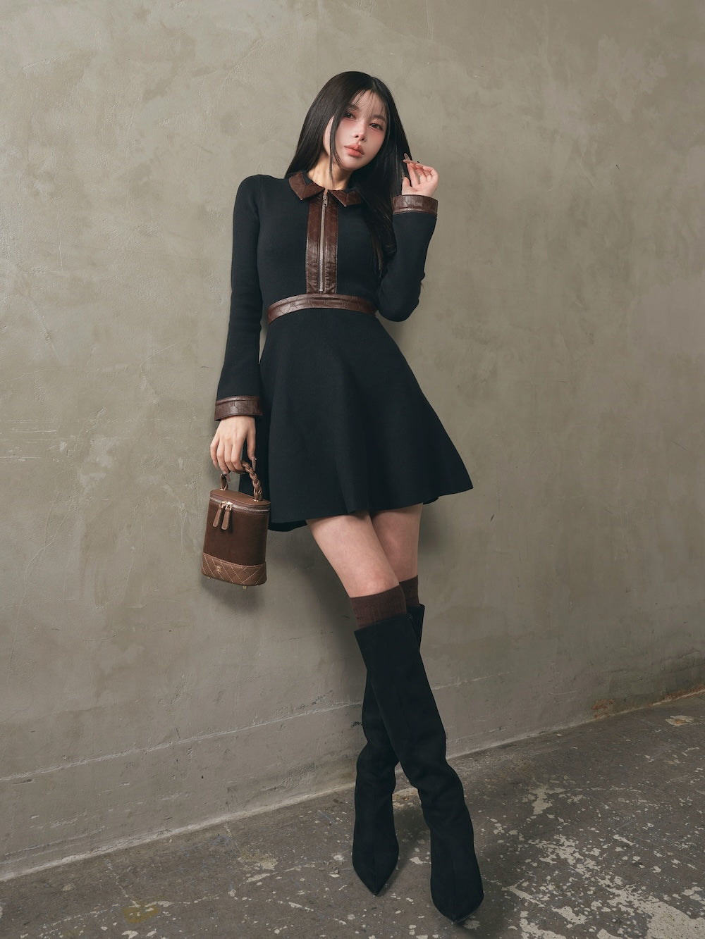 モデル:160cm(着用サイズ:FREE 着用カラー:BLK)