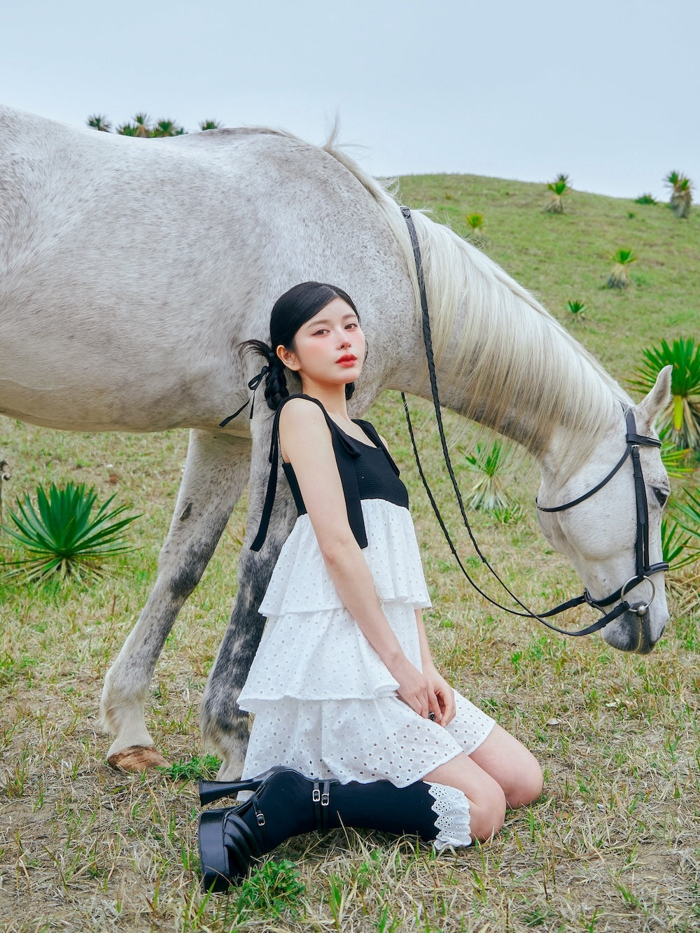 モデル:160cm(着用サイズ:FREE 着用カラー:BLK)