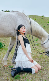 モデル:160cm(着用サイズ:FREE 着用カラー:BLK)