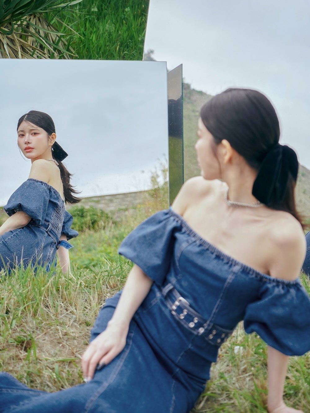 モデル:160cm(着用サイズ:FREE 着用カラー:BLU)
