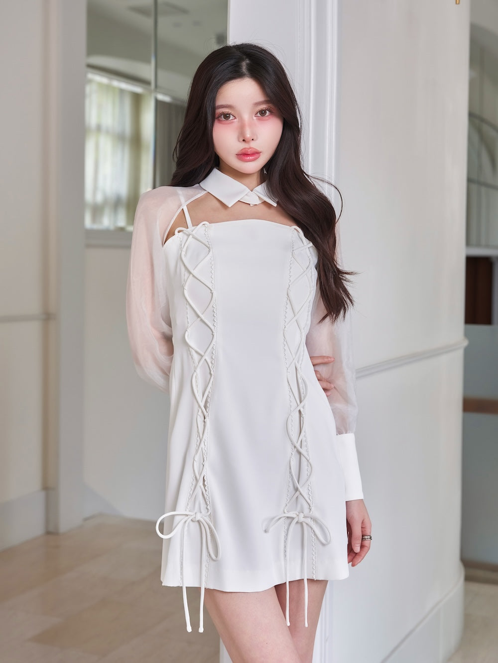 モデル:160cm(着用サイズ:FREE 着用カラー:WHT)