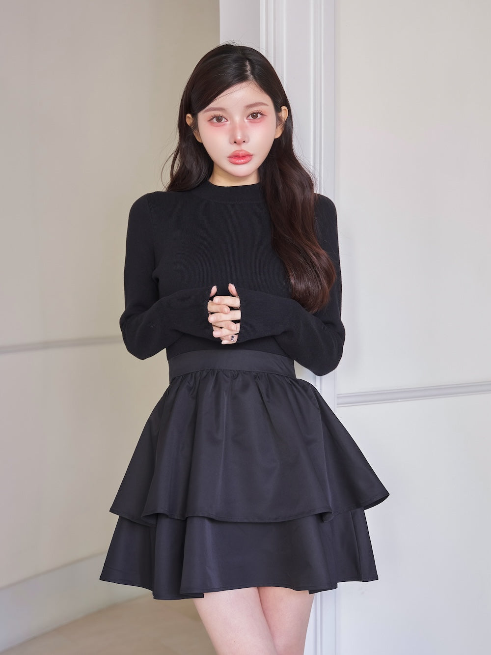 モデル:160cm(着用サイズ:FREE 着用カラー:BLK)