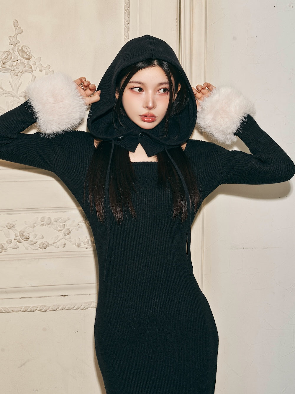 モデル:160cm(着用サイズ:FREE 着用カラー:BLK)