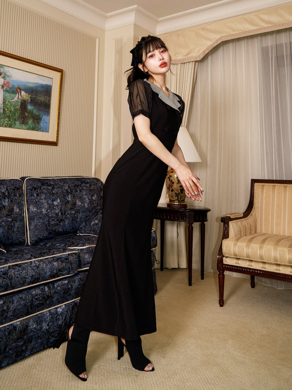 モデル:160cm(着用サイズ:FREE 着用カラー:BLK)
