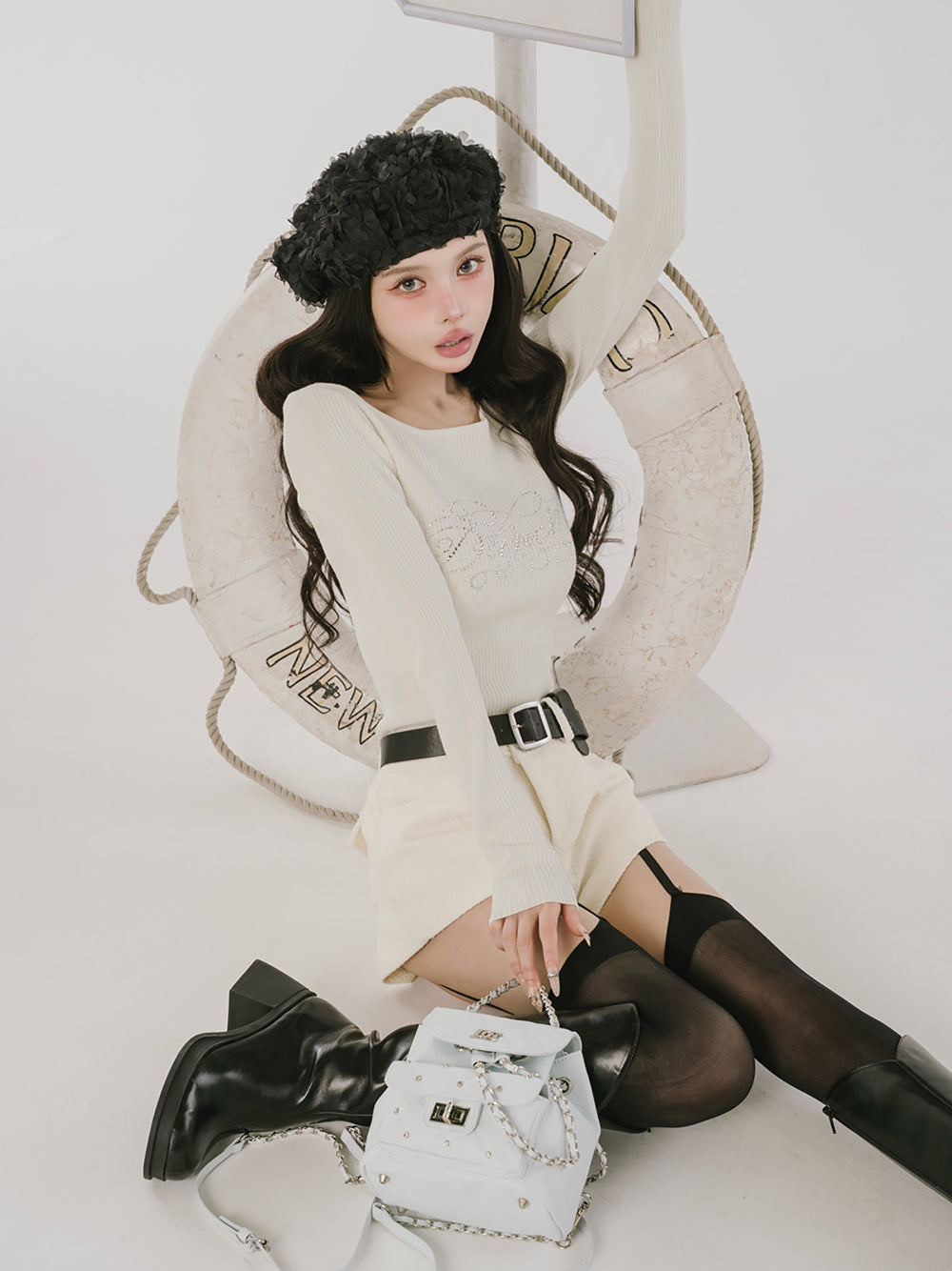 モデル:160cm(着用サイズ:FREE 着用カラー:WHT)