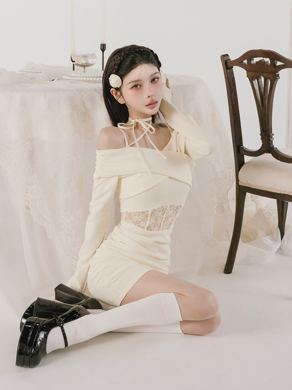 モデル:160cm(着用サイズ:FREE 着用カラー:IVO)