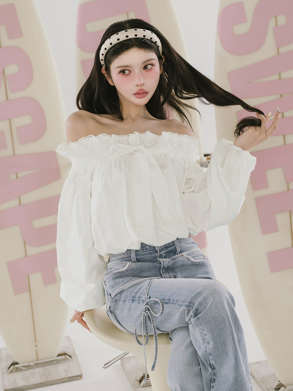 モデル:160cm(着用サイズ:FREE 着用カラー:WHT)