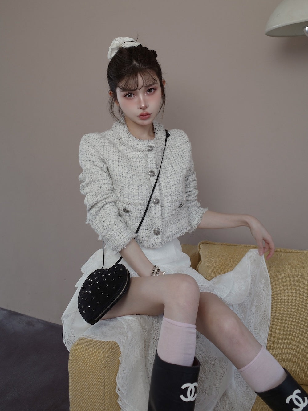 モデル:160cm(着用サイズ:FREE 着用カラー:WHT)
