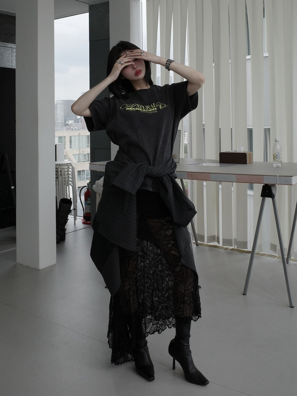 モデル:160cm(着用サイズ:FREE 着用カラー:C-GRY)