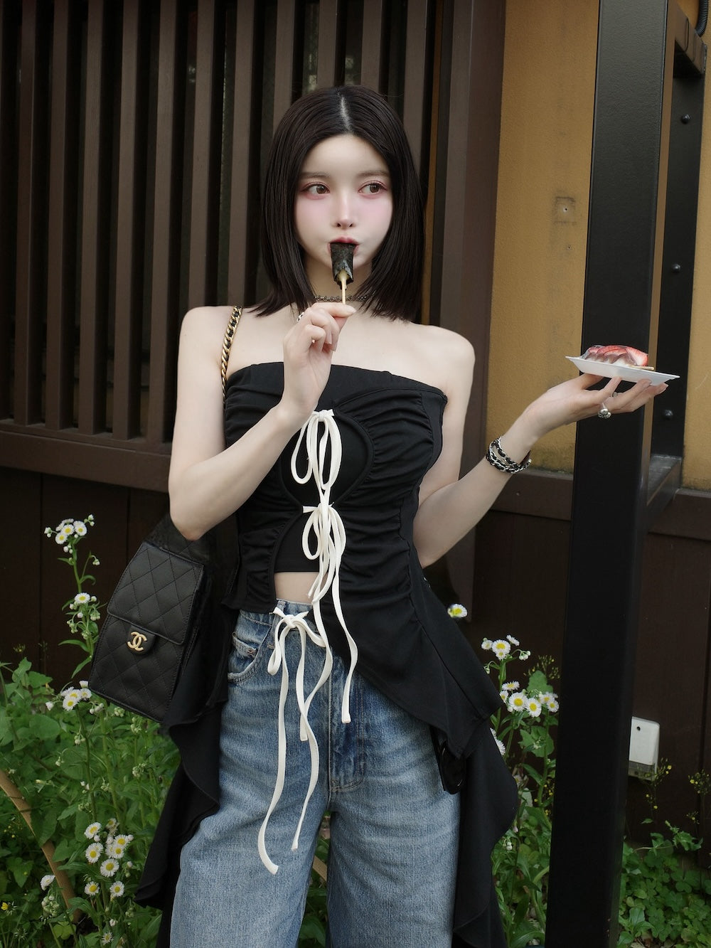 モデル:160cm(着用サイズ:FREE 着用カラー:BLK)