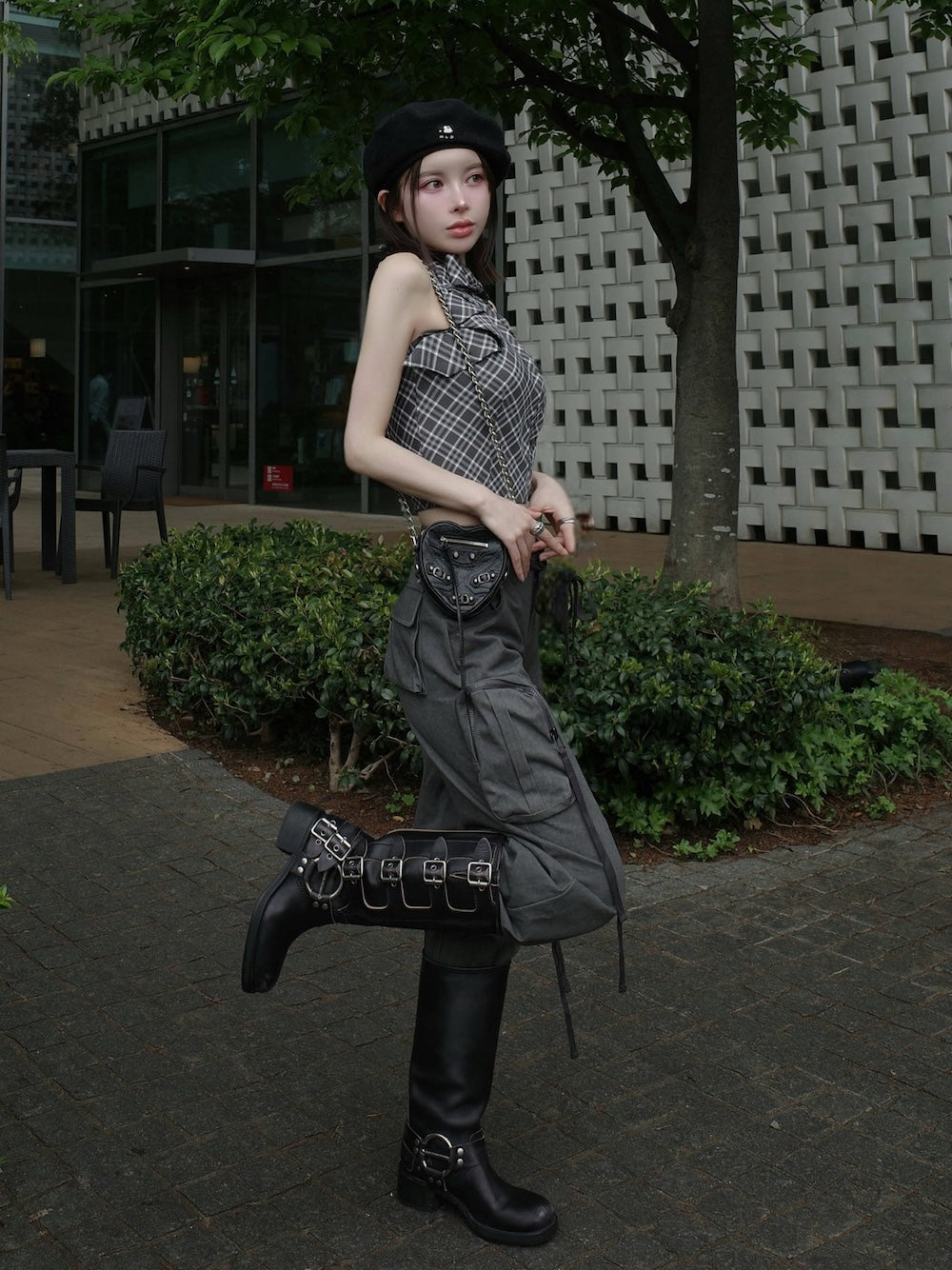 モデル:160cm(着用サイズ:FREE 着用カラー:GRY)