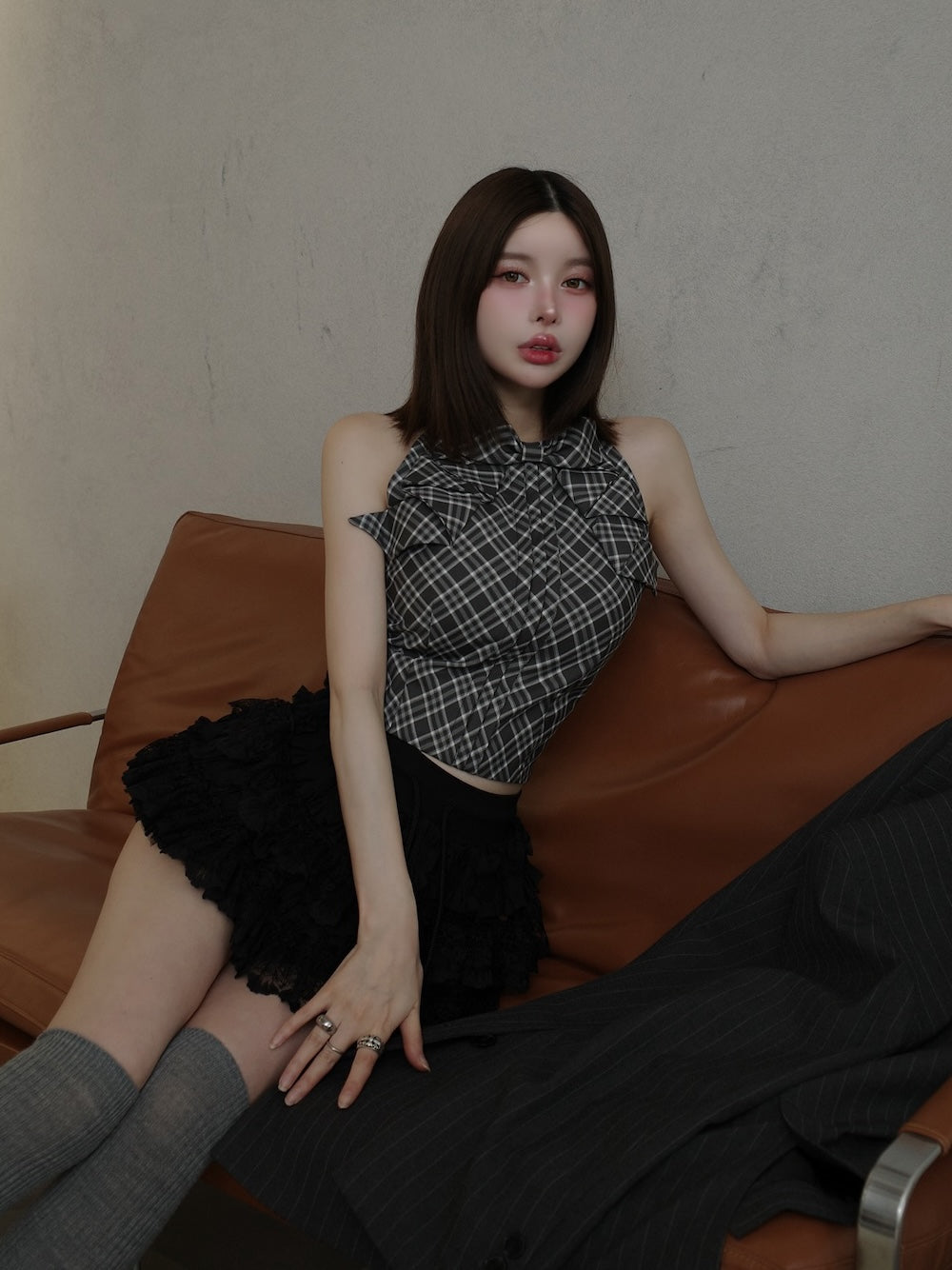 モデル:160cm(着用サイズ:FREE 着用カラー:GRY)