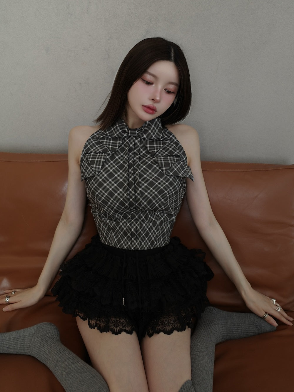 モデル:160cm(着用サイズ:FREE 着用カラー:GRY)