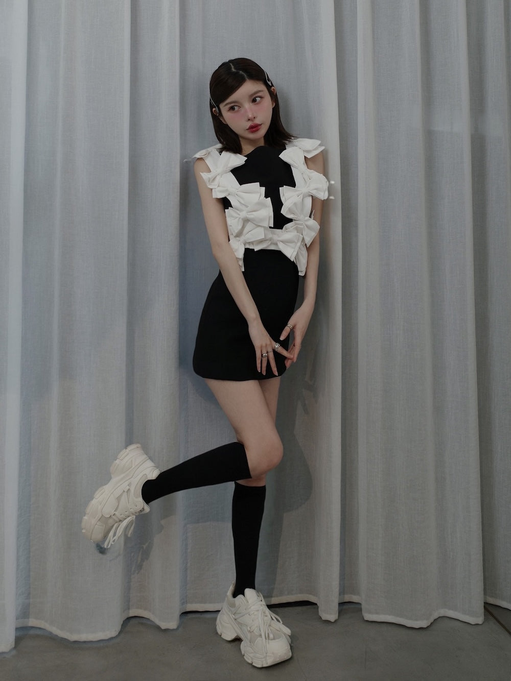 モデル:160cm(着用サイズ:L 着用カラー:WHT)