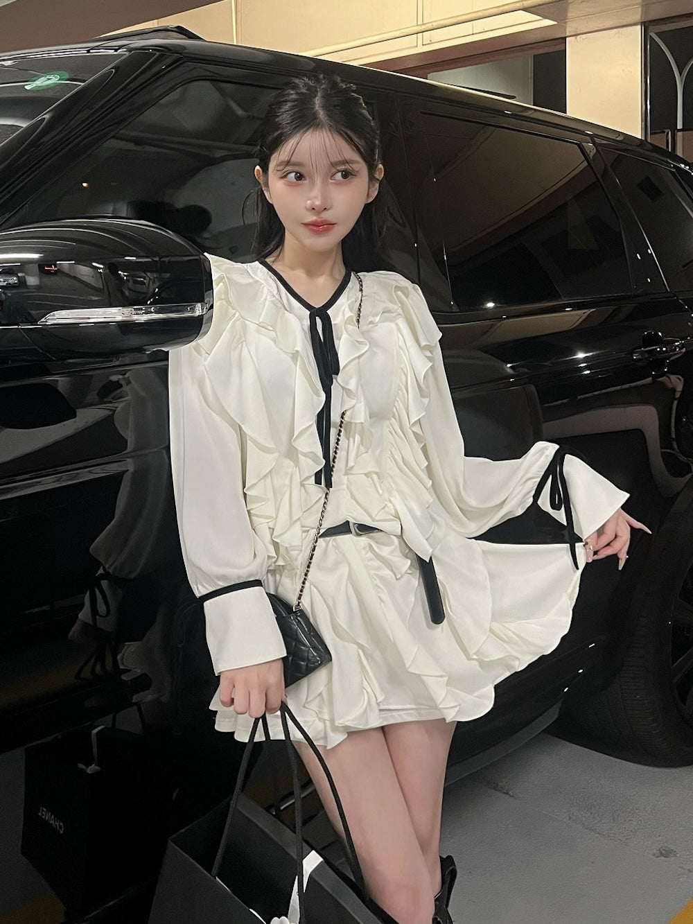 モデル:160cm(着用サイズ:FREE 着用カラー:WHT)