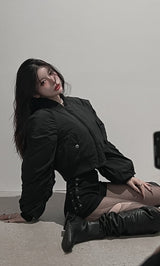 モデル:160cm(着用サイズ:FREE 着用カラー:BLK)