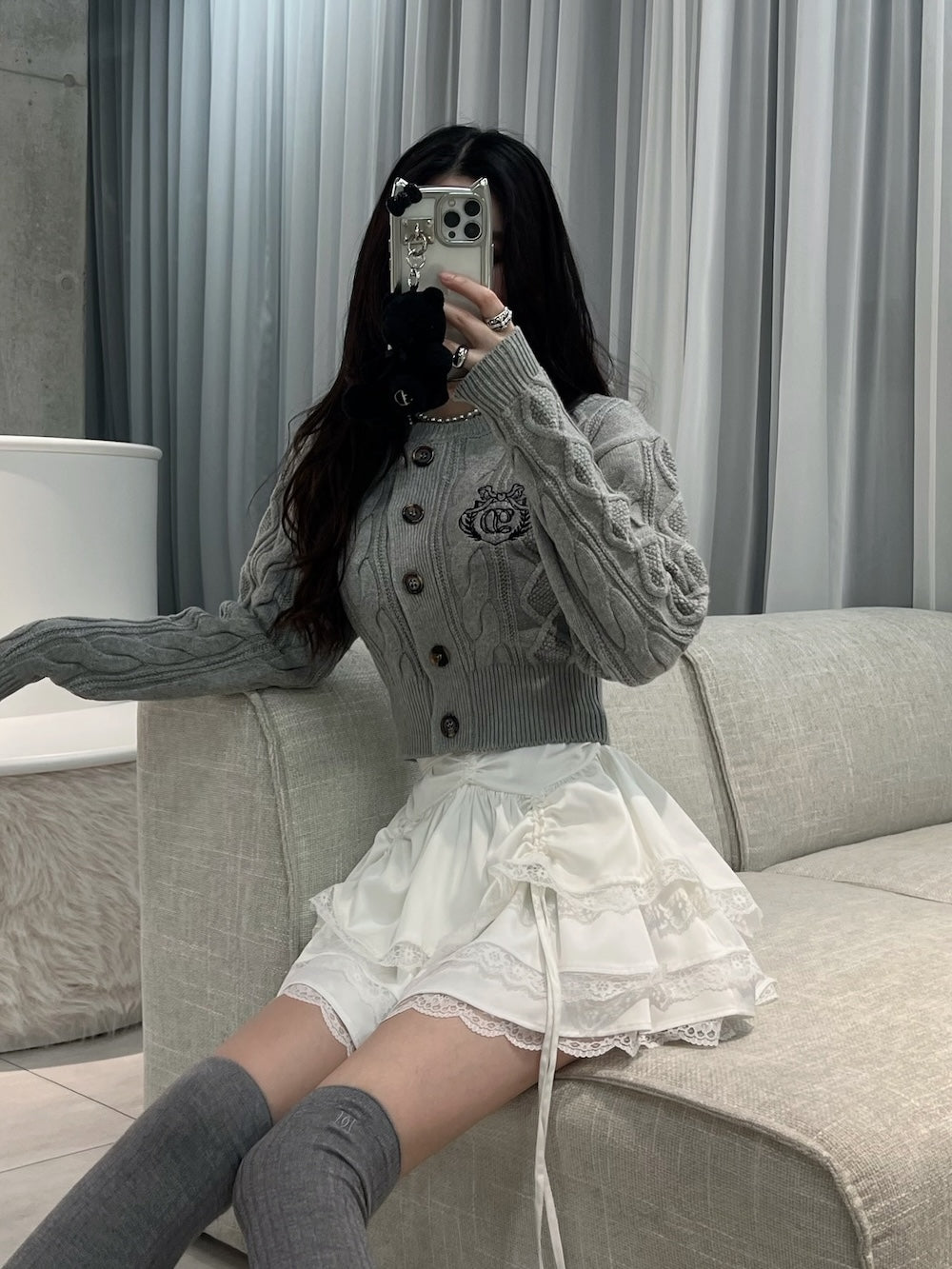 モデル:160cm(着用サイズ:FREE 着用カラー:WHT)