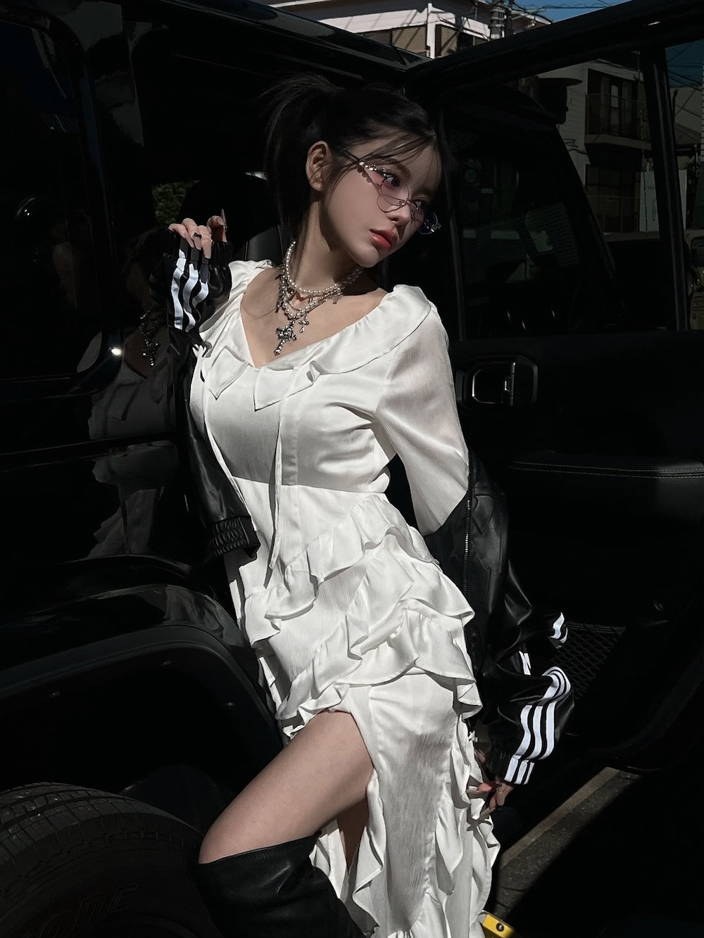 モデル:160cm(着用サイズ:FREE 着用カラー:WHT)