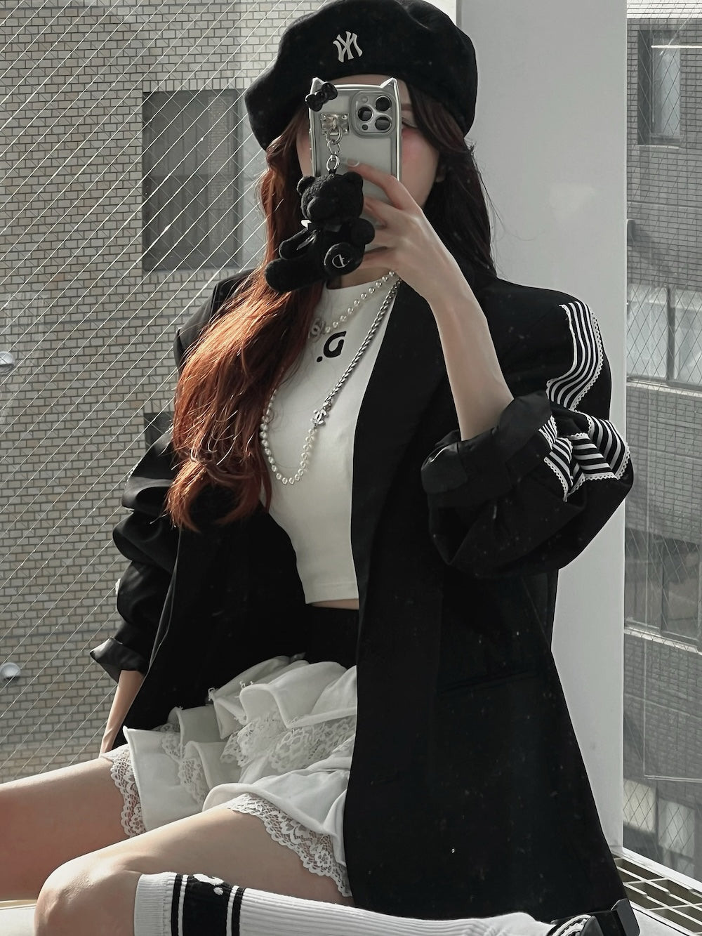 モデル:160cm(着用サイズ:FREE 着用カラー:BLK)
