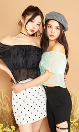 モデル:(左)160cm(右)155cm(着用サイズ:FREE 着用カラー:(左)BLK(右)MNT)
