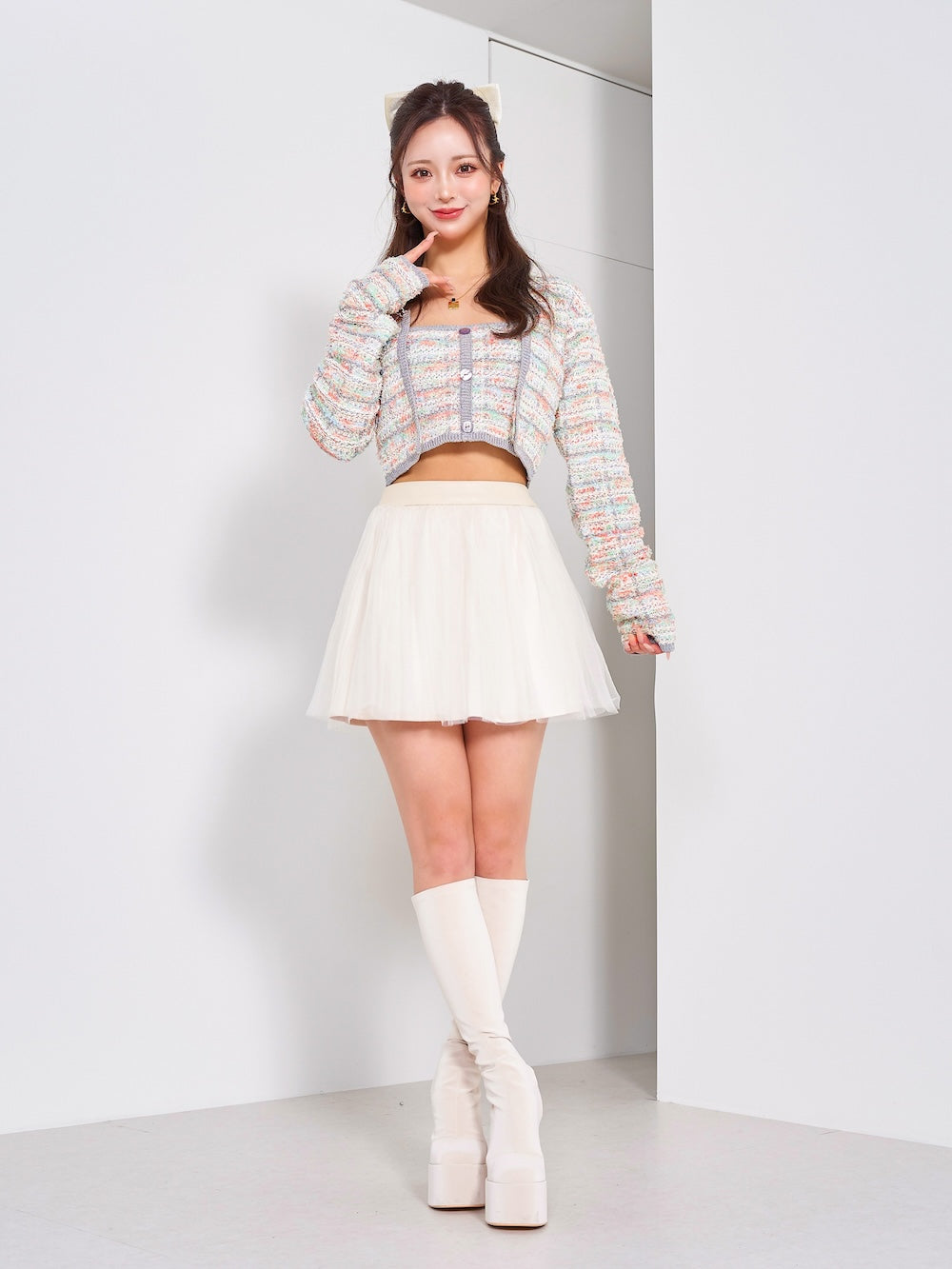 モデル:158cm(着用サイズ:FREE 着用カラー:MNT)