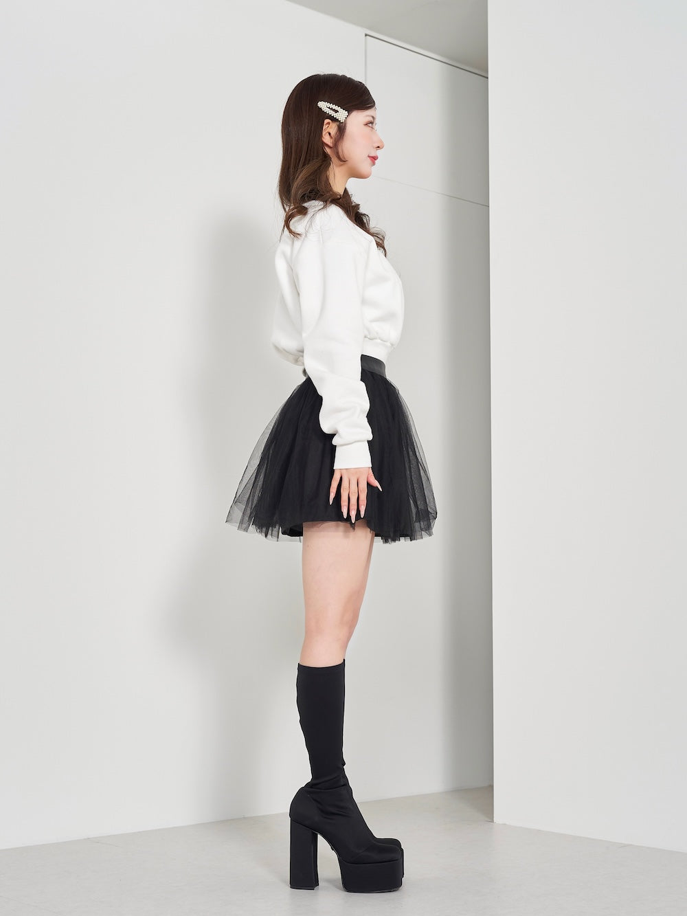 モデル:158cm(着用サイズ:S 着用カラー:BLK)
