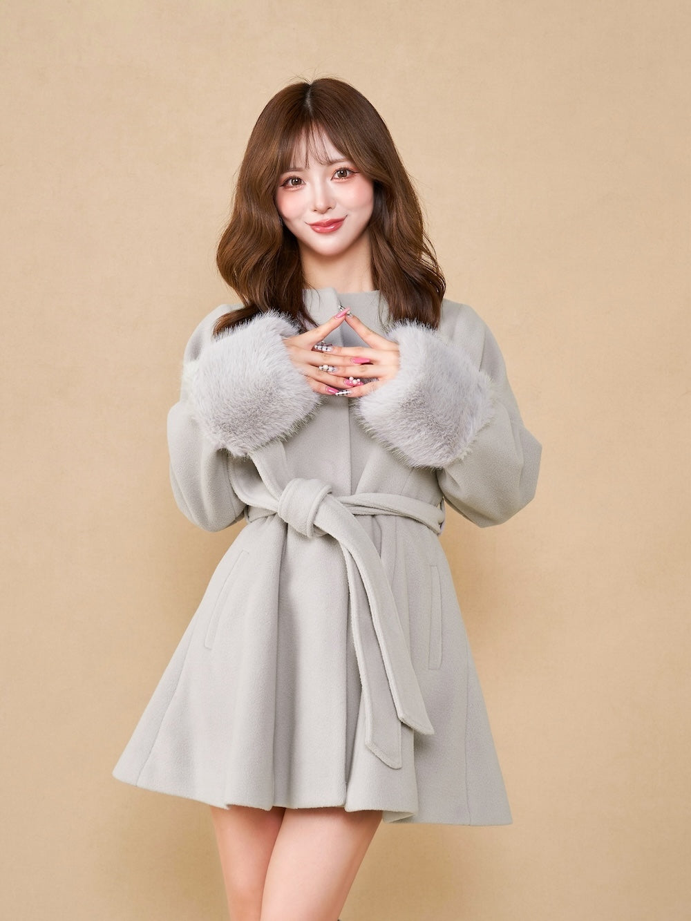 モデル:158cm(着用サイズ:FREE 着用カラー:GRY)