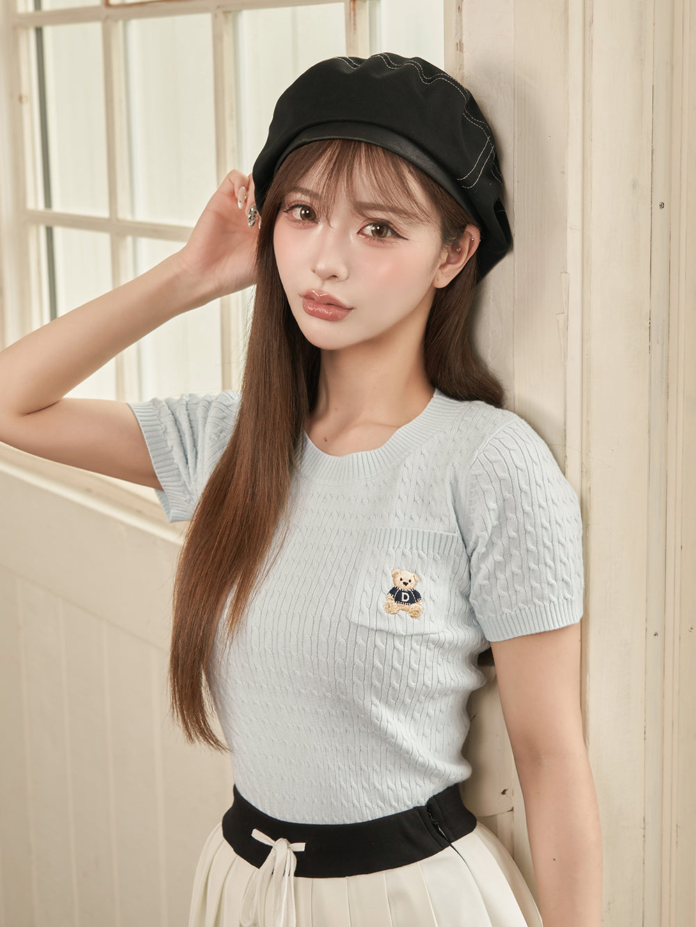 モデル:158cm(着用サイズ:FREE 着用カラー:SAX)