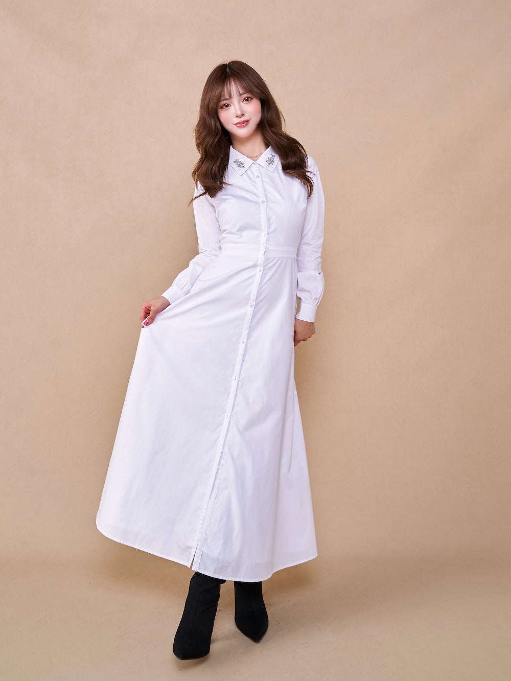 モデル:158cm(着用サイズ:FREE 着用カラー:WHT)