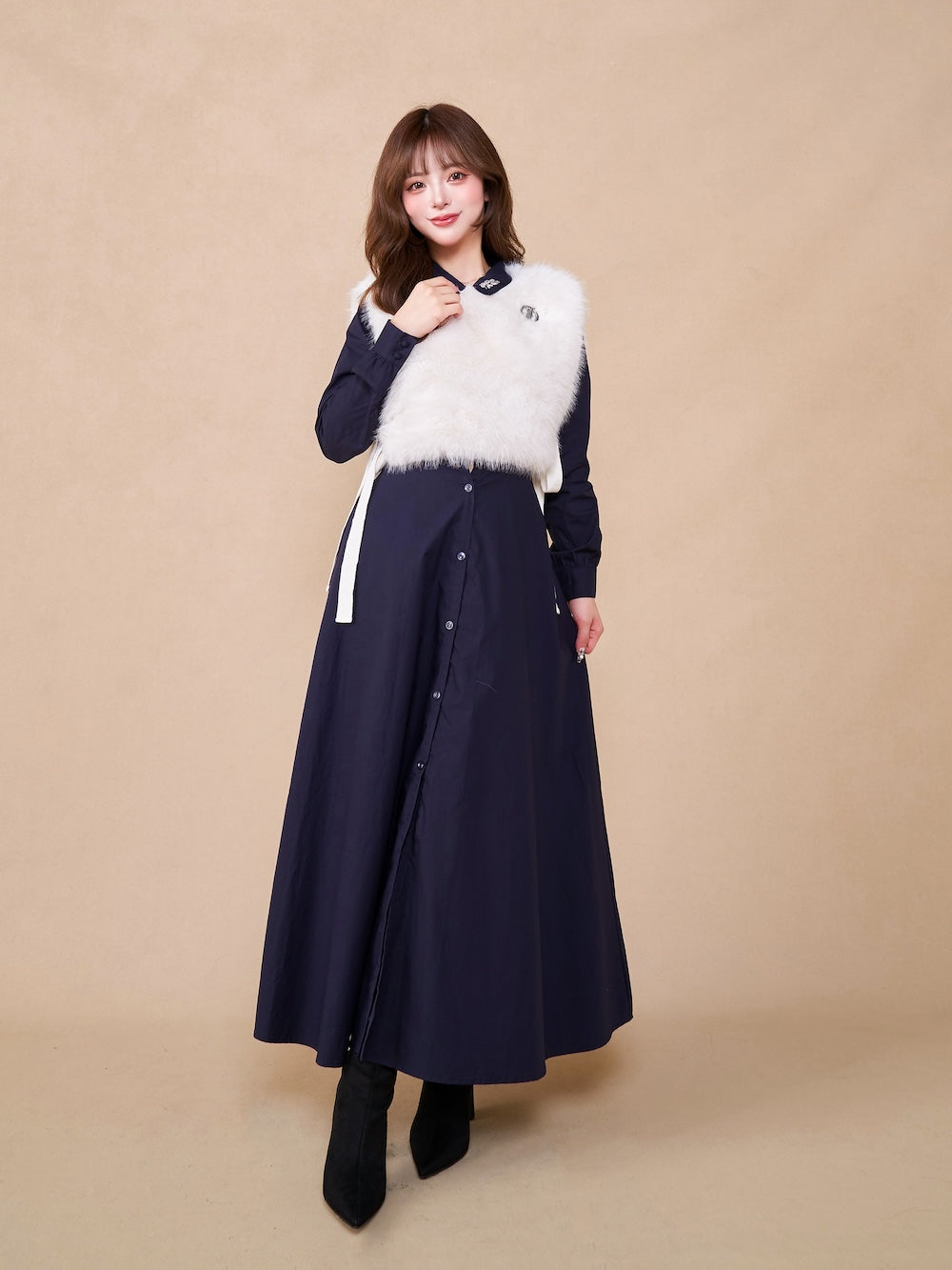 モデル:158cm(着用サイズ:FREE 着用カラー:NVY)
