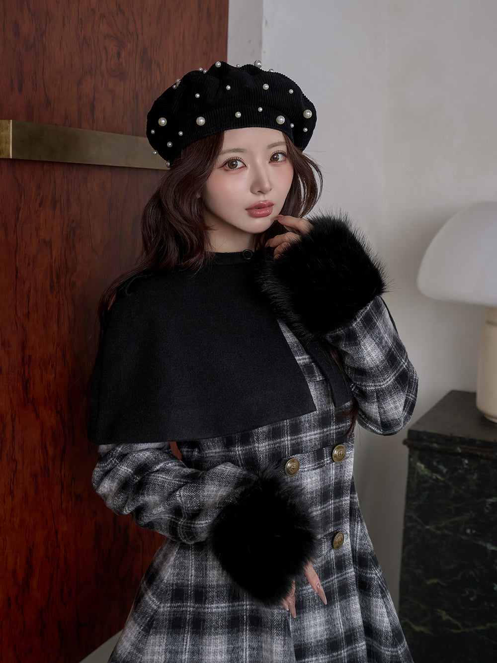 モデル:158cm(着用サイズ:FREE 着用カラー:BLK)