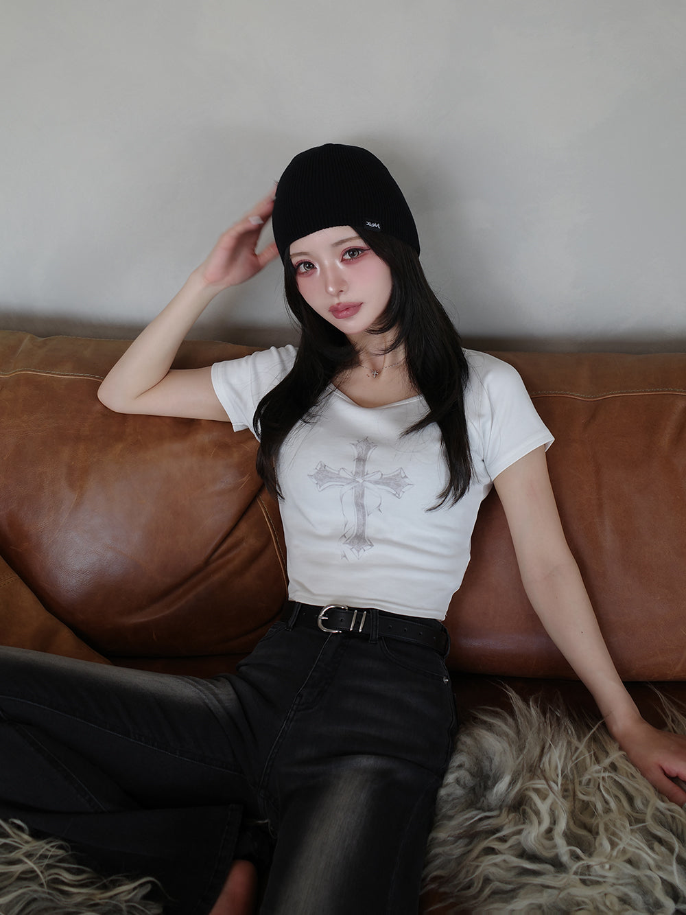 モデル:158cm(着用サイズ:FREE 着用カラー:WHT)